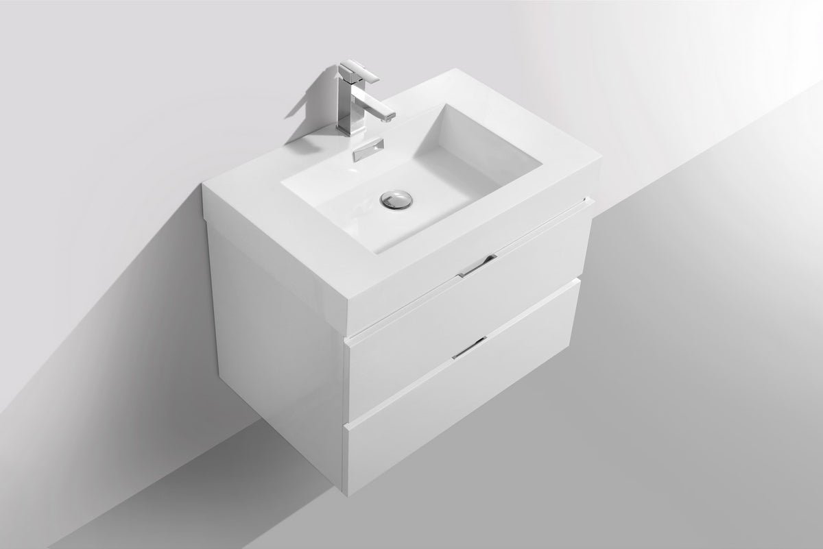 Kube Bath Bliss 30" Wall Mount Modern Bathroom Vanity - Gloss White (BSL30-GW) view 4