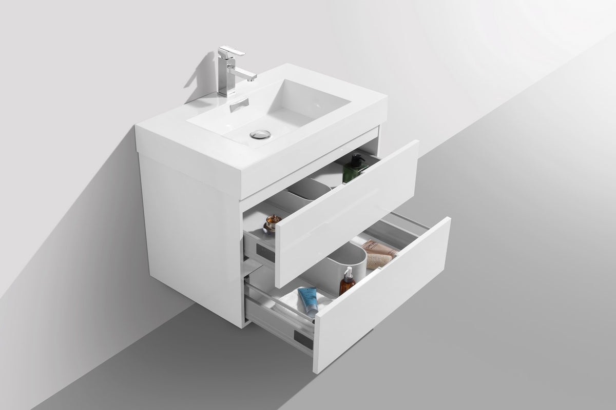 Kube Bath Bliss 30" Wall Mount Modern Bathroom Vanity - Gloss White (BSL30-GW) view 6