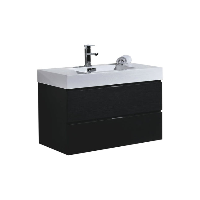 Kube Bath Bliss 36″ Black Wall Mount Modern Bathroom Vanity Kube Bath