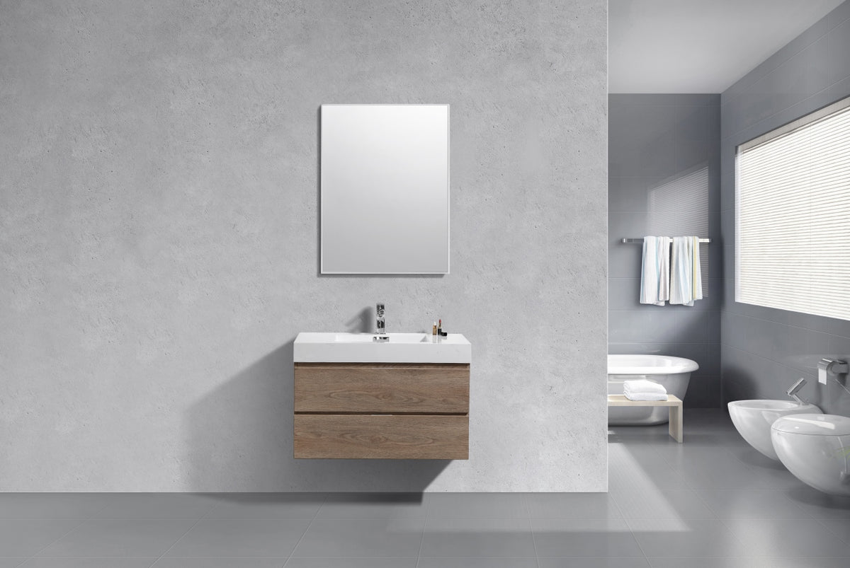 Kube Bath Bliss 36" Wall Mount Modern Bathroom Vanity - Butternut (BSL36-BTN) view 2