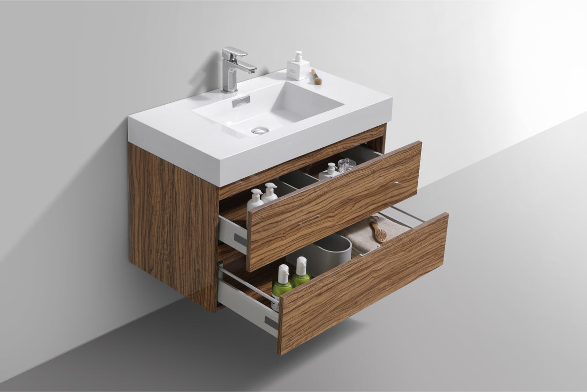 Kube Bath Bliss 36" Wall Mount Modern Bathroom Vanity - Chestnut (BSL36-GCN) view 5