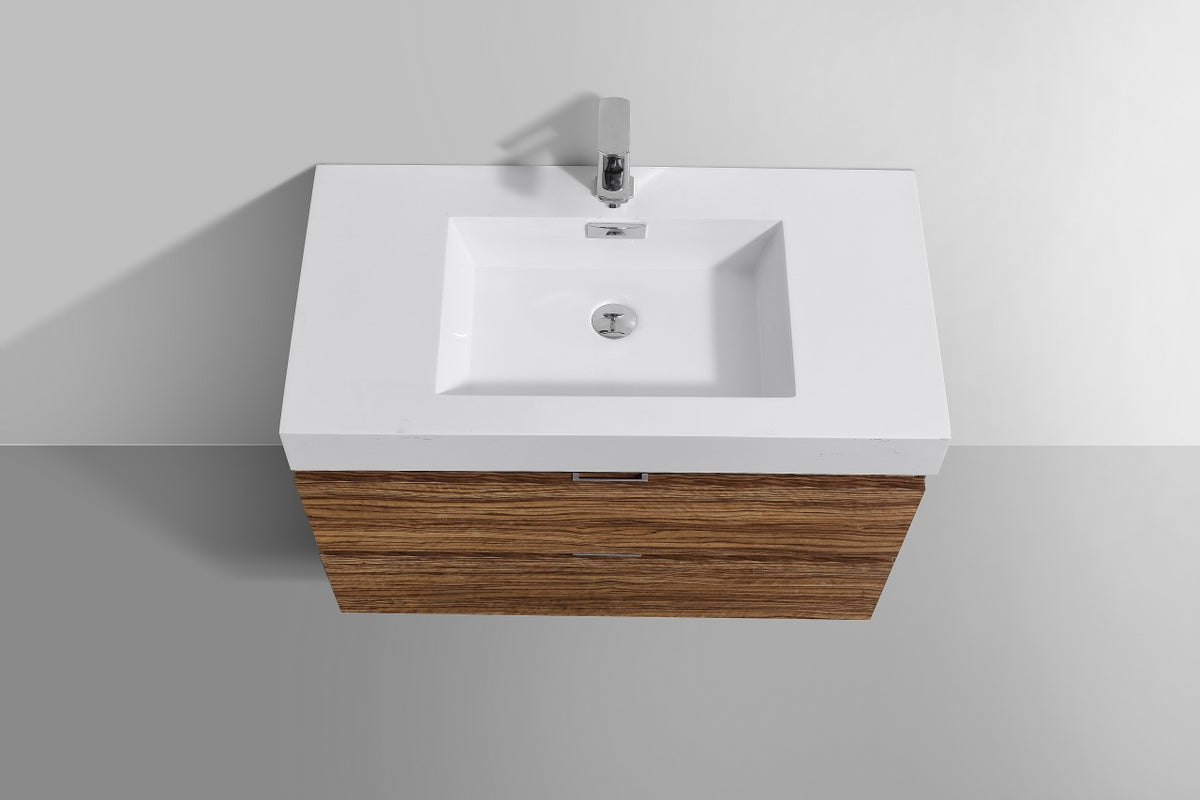 Kube Bath Bliss 36" Wall Mount Modern Bathroom Vanity - Chestnut (BSL36-GCN) view 4