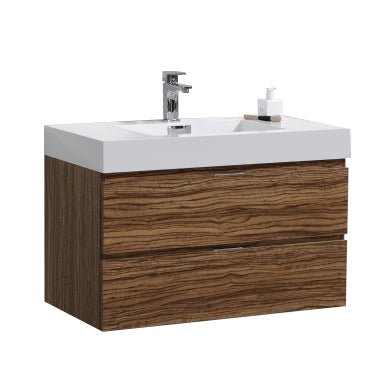 Kube Bath Bliss 36" Wall Mount Modern Bathroom Vanity - Chestnut (BSL36-GCN)