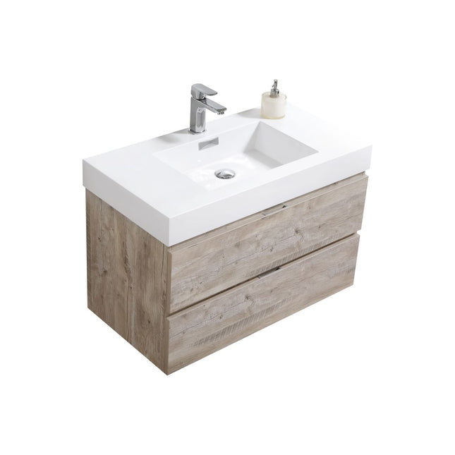 Kube Bath Bliss 36″ Nature Wood Wall Mount Modern Bathroom Vanity Kube Bath