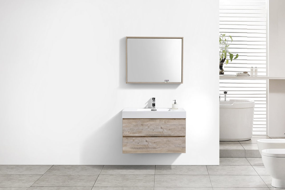 Kube Bath Bliss 36" Wall Mount Modern Bathroom Vanity - Nature Wood (BSL36-NW) view 3