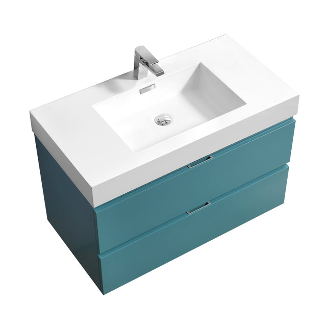 Kube Bath Bliss 36″ Teal Green Wall Mount Modern Bathroom Vanity Kube Bath