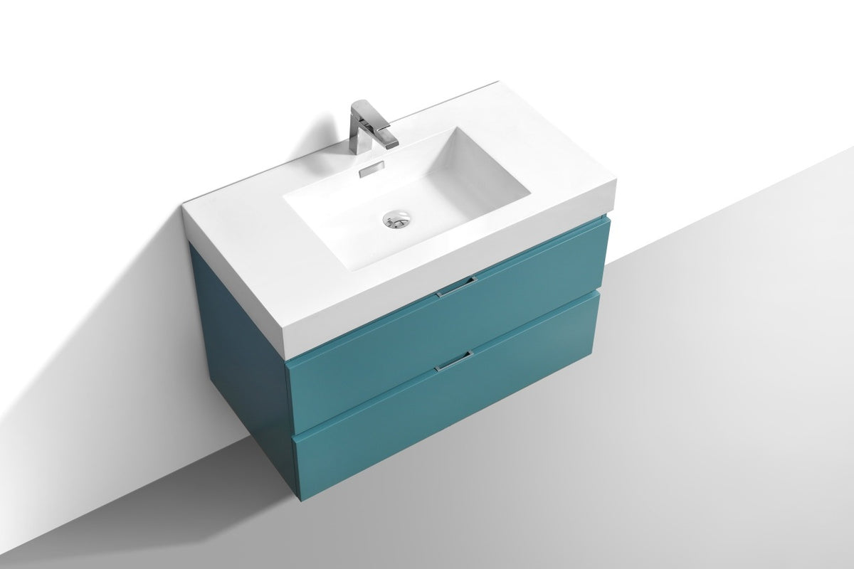 Kube Bath Bliss 36" Wall Mount Modern Bathroom Vanity - Teal Green (BSL36-TG) view 4
