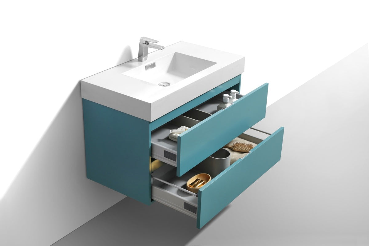 Kube Bath Bliss 36" Wall Mount Modern Bathroom Vanity - Teal Green (BSL36-TG) view 5