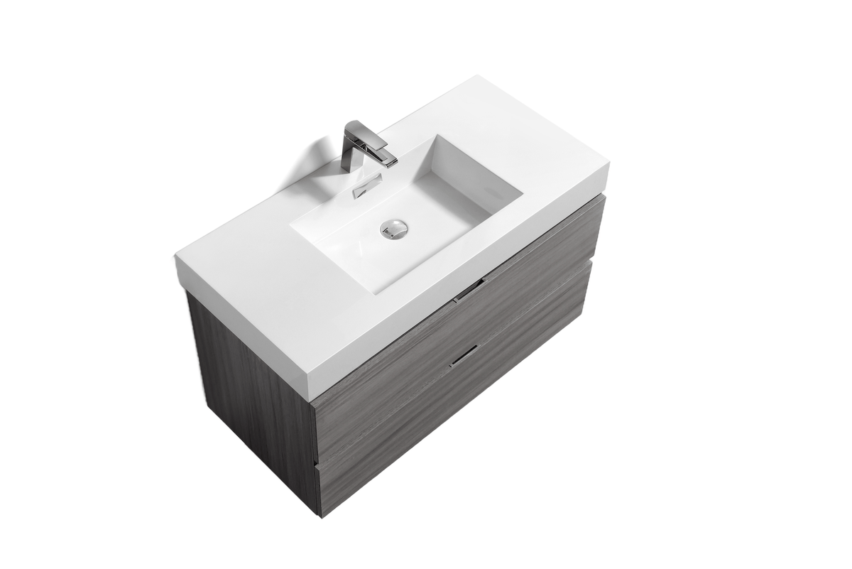 Kube Bath Bliss 36" Wall Mount Modern Bathroom Vanity - Vulcan Ash Grey (BSL36-VAG)