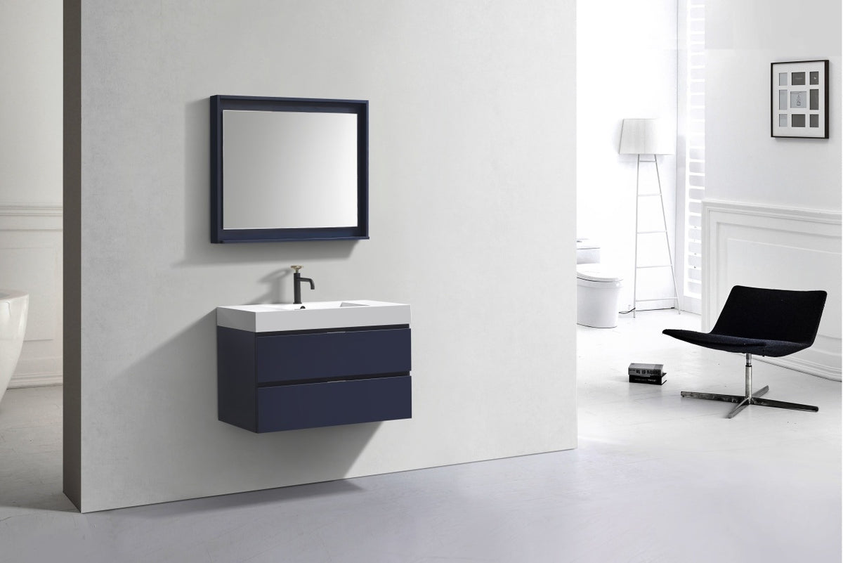 Kube Bath Bliss 36" Wall Mount Modern Bathroom Vanity - Navy Blue (BSL36-BLUE) view 3