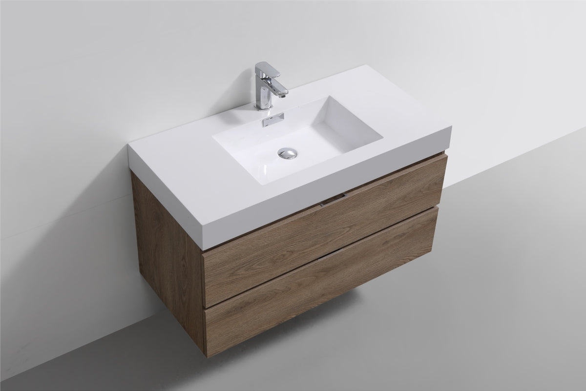 Kube Bath Bliss 40" Wall Mount Modern Bathroom Vanity - Butternut (BSL40-BTN) view 4