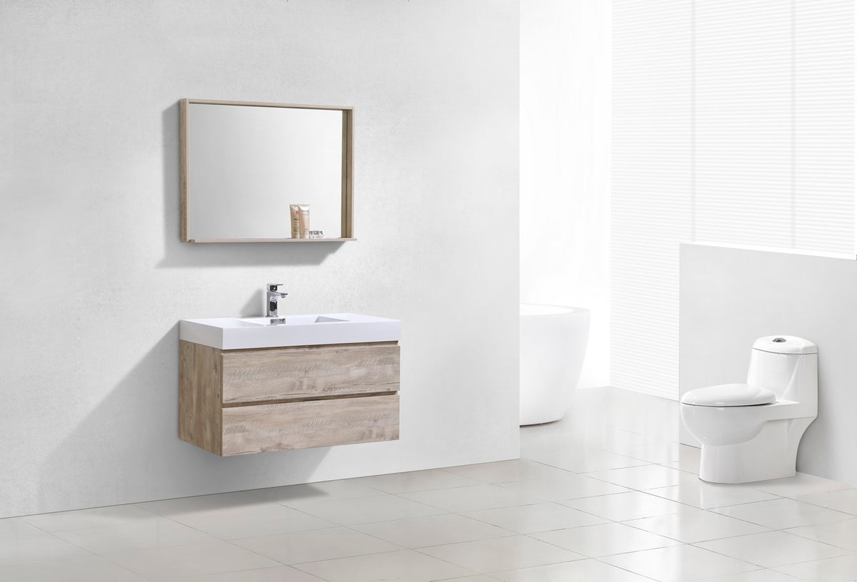 Kube Bath Bliss 40" Wall Mount Modern Bathroom Vanity - Nature Wood (BSL40-NW) view 2