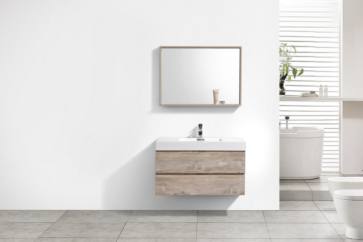 Kube Bath Bliss 40" Wall Mount Modern Bathroom Vanity - Nature Wood (BSL40-NW) view 3