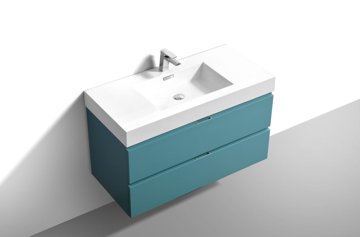 Kube Bath Bliss 40" Wall Mount Modern Bathroom Vanity - Teal Green (BSL40-TG) view 4