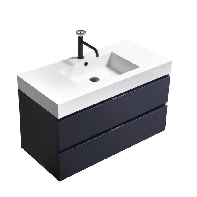 Kube Bath Bliss 40″ Blue Wall Mount Modern Bathroom Vanity Kube Bath