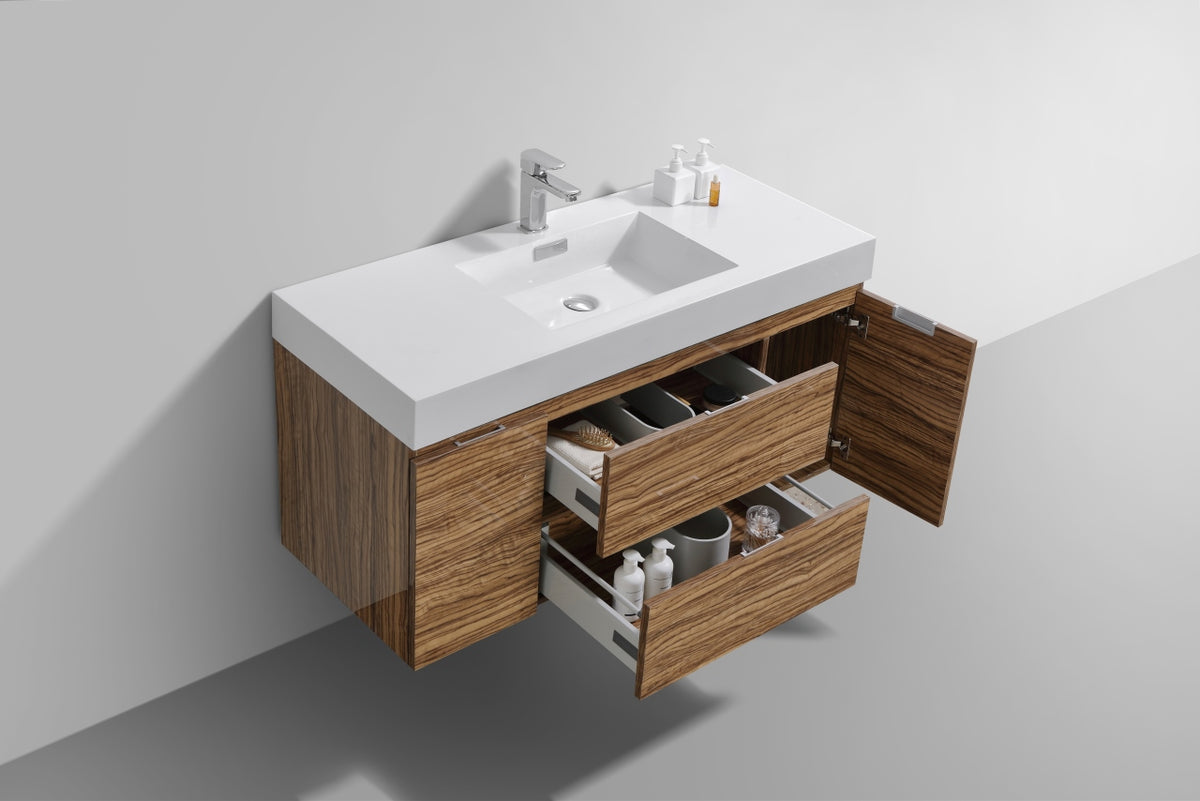 Kube Bath Bliss 48" Wall Mount Modern Bathroom Vanity - Chestnut (BSL48-GCN) view 5