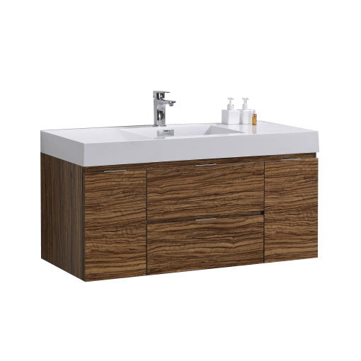 Kube Bath Bliss 48" Wall Mount Modern Bathroom Vanity - Chestnut (BSL48-GCN)