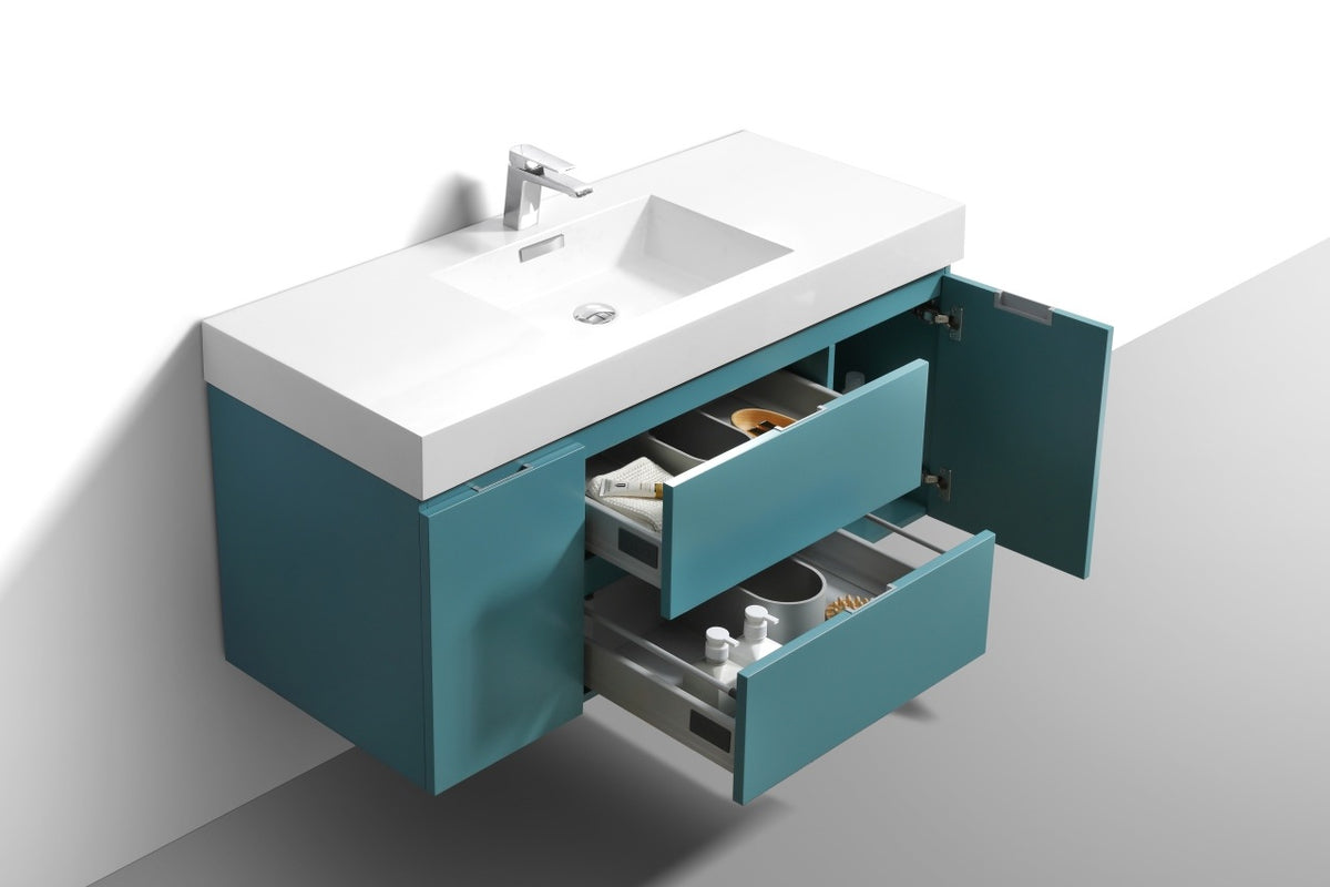 Kube Bath Bliss 48" Wall Mount Modern Bathroom Vanity - Teal Green (BSL48-TG) view 4