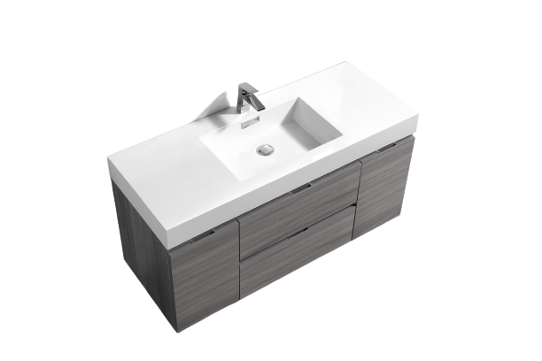 Kube Bath Bliss 48" Wall Mount Modern Bathroom Vanity - Vulcan Ash Grey (BSL48-VAG)