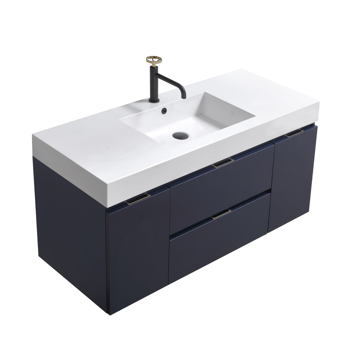 Kube Bath Bliss 48" Wall Mount Modern Bathroom Vanity - Navy Blue (BSL48-BLUE)