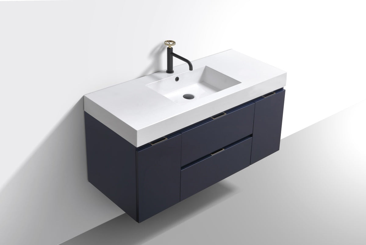 Kube Bath Bliss 48" Wall Mount Modern Bathroom Vanity - Navy Blue (BSL48-BLUE) view 4