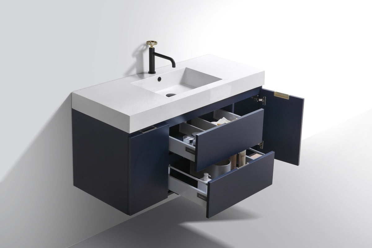Kube Bath Bliss 48" Wall Mount Modern Bathroom Vanity - Navy Blue (BSL48-BLUE) view 5