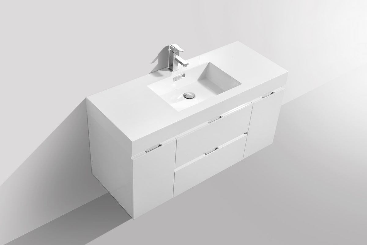 Kube Bath Bliss 48" Wall Mount Modern Bathroom Vanity - Gloss White (BSL48-GW) view 4