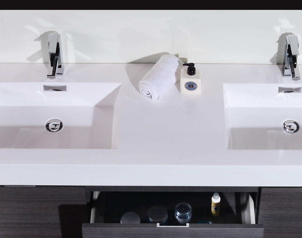 Kube Bath Bliss 60" Double Sink Wall Mount Modern Bathroom Vanity - Grey Oak (BSL60D-GO) view 4