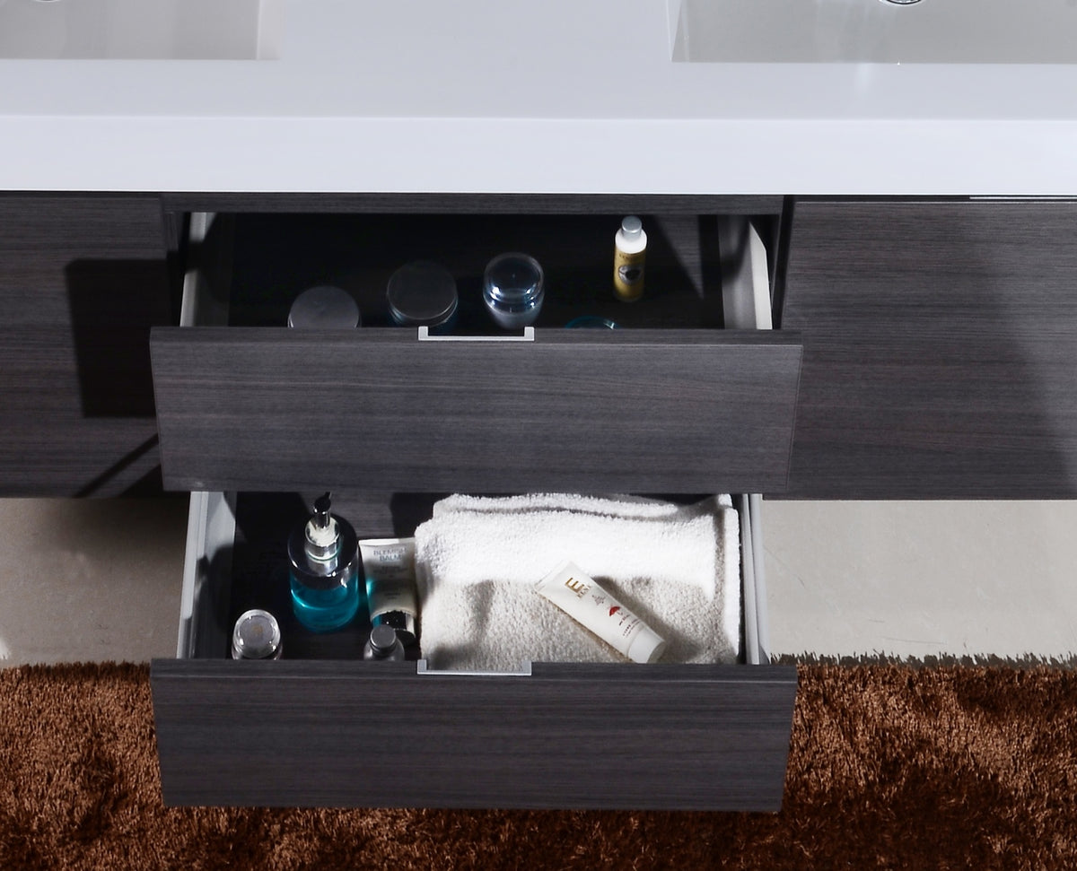 Kube Bath Bliss 60" Double Sink Wall Mount Modern Bathroom Vanity - Grey Oak (BSL60D-GO) view 7