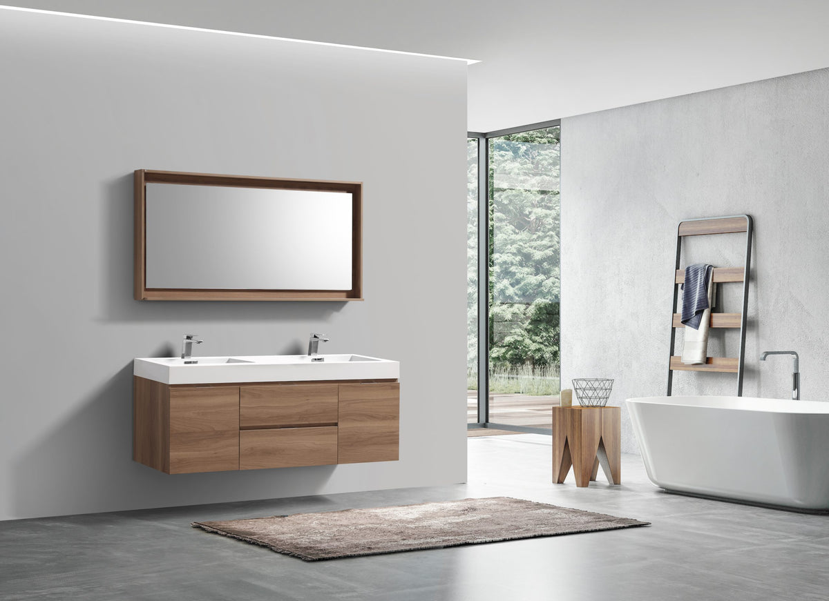 Kube Bath Bosco 60" Framed Mirror With Shelve - Honey Oak (KB60HO-M) view 4