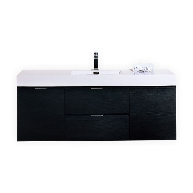 Kube Bath Bliss 60" Single Sink Wall Mount Modern Bathroom Vanity - Black (BSL60S-BK)