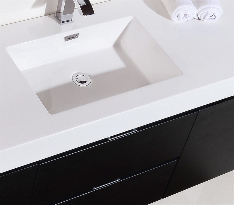 Kube Bath Bliss 60" Single Sink Wall Mount Modern Bathroom Vanity - Black (BSL60S-BK) view 5