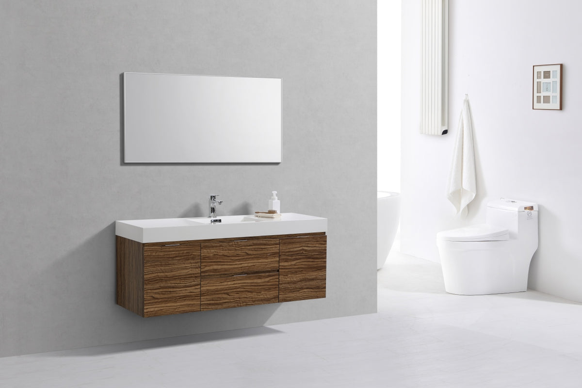 Kube Bath Bliss 60" Single Sink Wall Mount Modern Bathroom Vanity - Chestnut (BSL60S-GCN) view 3