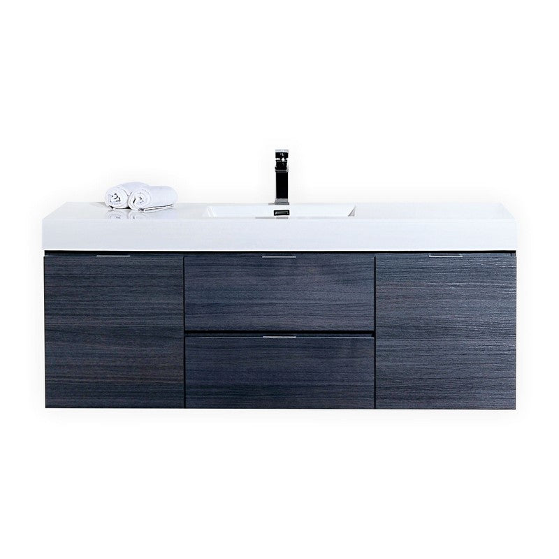 Kube Bath Bliss 60" Single Sink Wall Mount Modern Bathroom Vanity - Grey Oak (BSL60S-GO)
