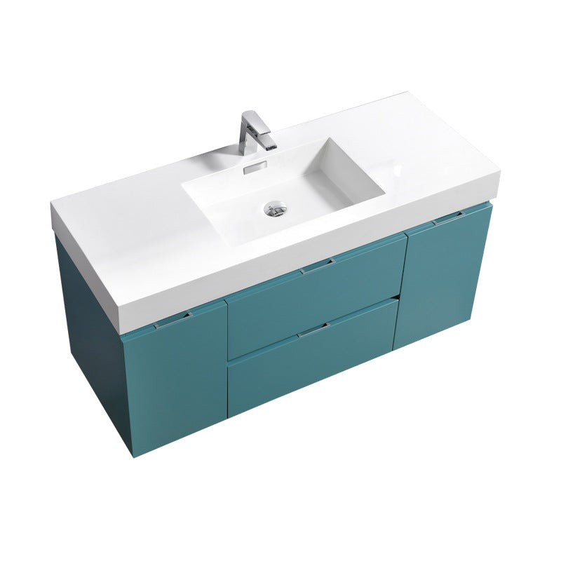 Kube Bath Bliss 60" Single Sink Wall Mount Modern Bathroom Vanity - Teal Green (BSL60S-TG)