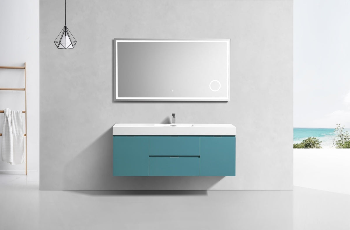 Kube Bath Bliss 60" Single Sink Wall Mount Modern Bathroom Vanity - Teal Green (BSL60S-TG) view 2