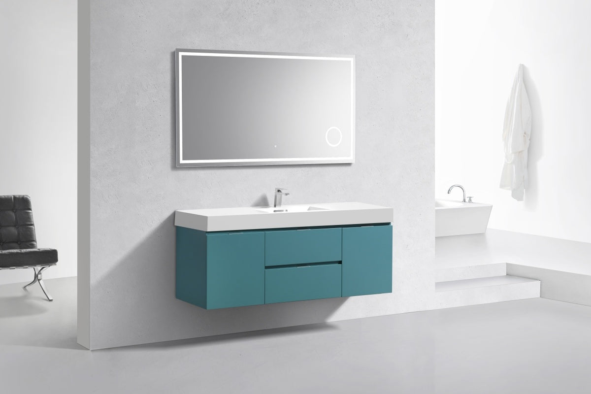 Kube Bath Bliss 60" Single Sink Wall Mount Modern Bathroom Vanity - Teal Green (BSL60S-TG) view 3
