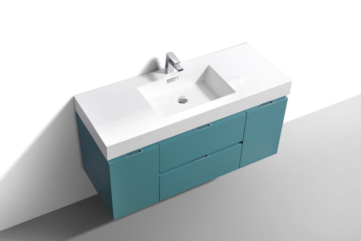 Kube Bath Bliss 60" Single Sink Wall Mount Modern Bathroom Vanity - Teal Green (BSL60S-TG) view 4