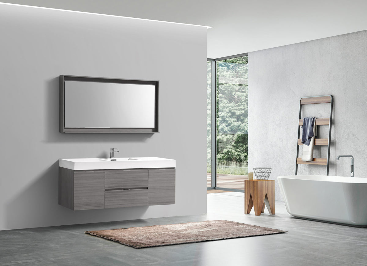Kube Bath Bosco 60" Framed Mirror With Shelve - Vulcan Ash Grey (KB60VAG-M) view 4
