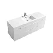 Kube Bath Bliss 60" Single Sink Wall Mount Modern Bathroom Vanity - Gloss White (BSL60S-GW)