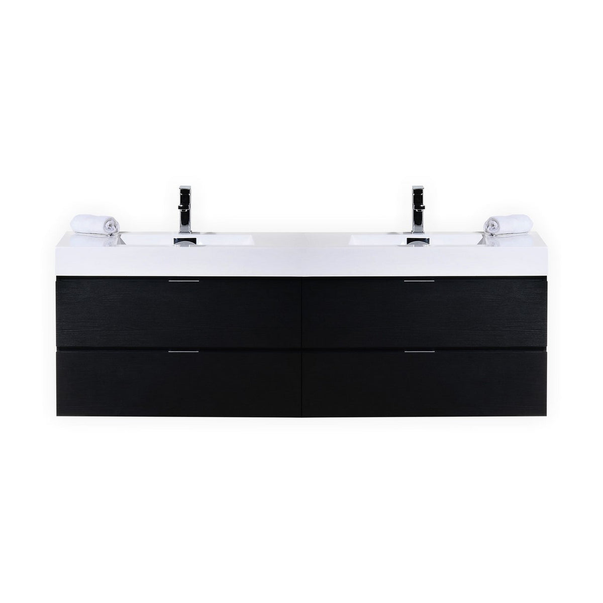 Kube Bath Bliss 72" Double Sink Wall Mount Modern Bathroom Vanity - Black (BSL72D-BK)