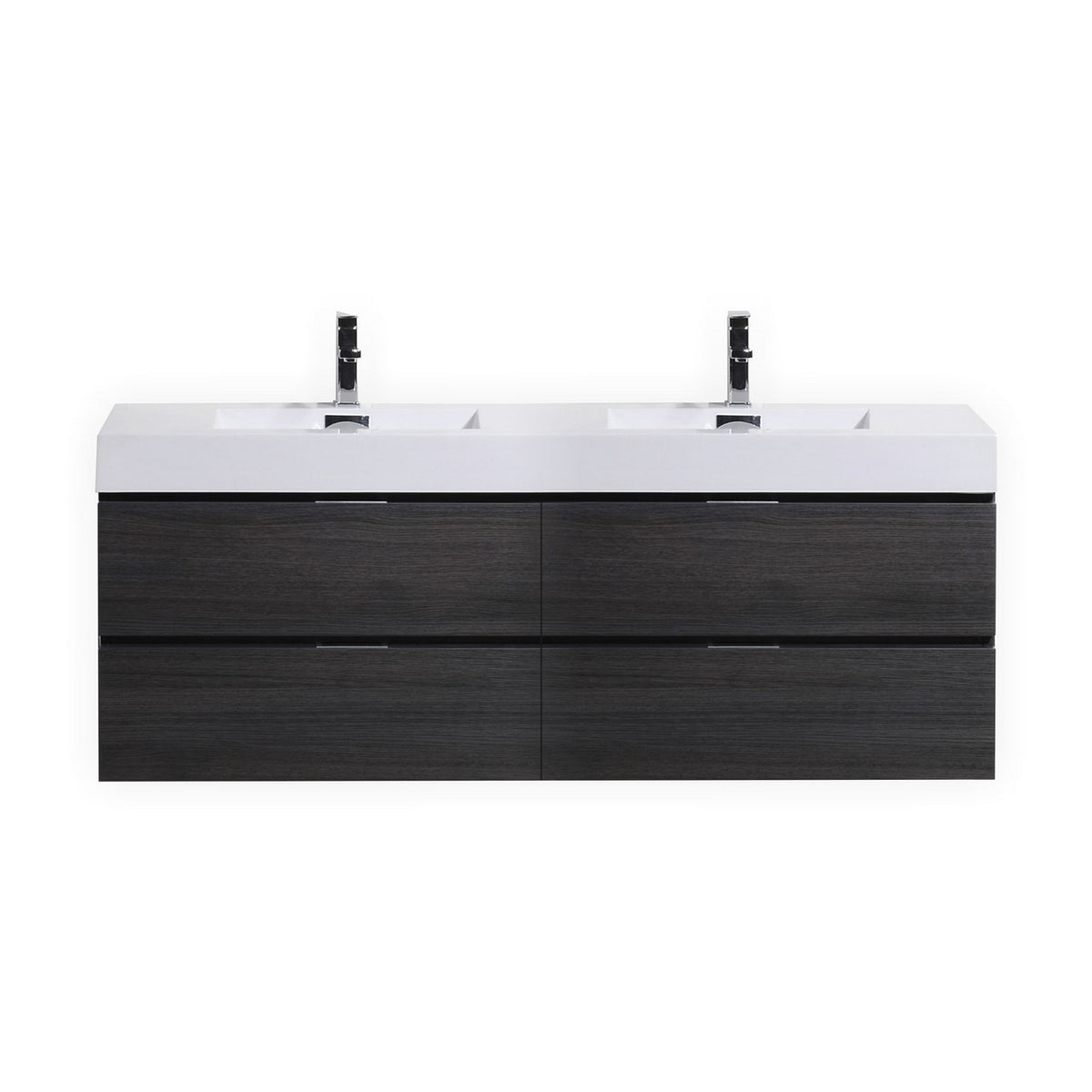 Kube Bath Bliss 80" Double Sink Wall Mount Modern Bathroom Vanity - Grey Oak (BSL80D-GO)