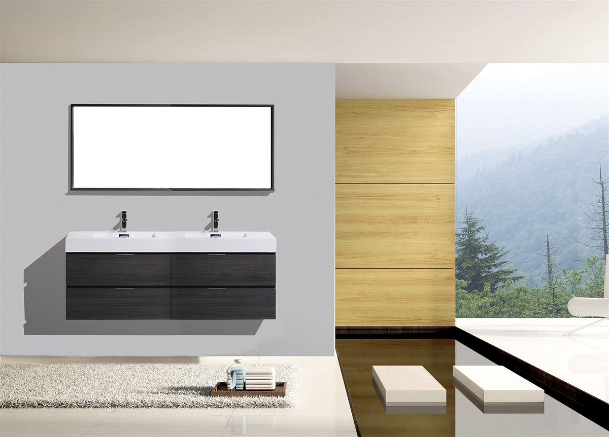 Kube Bath Bliss 80" Double Sink Wall Mount Modern Bathroom Vanity - Grey Oak (BSL80D-GO) view 2