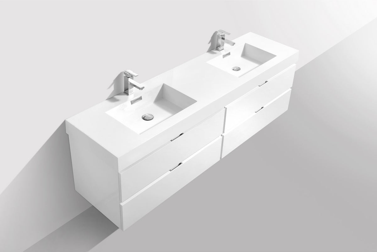 Kube Bath Bliss 80" Double Sink Wall Mount Modern Bathroom Vanity - Gloss White (BSL80D-GW) view 4