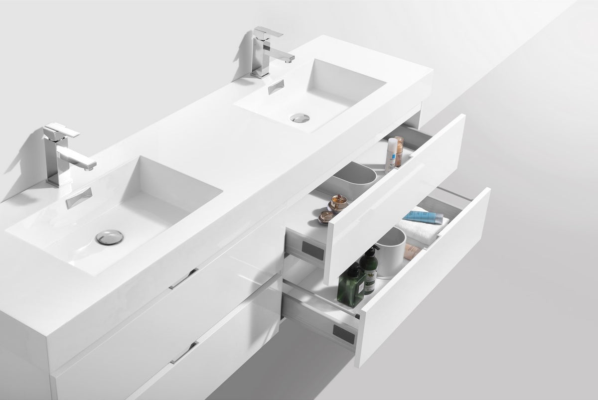 Kube Bath Bliss 80" Double Sink Wall Mount Modern Bathroom Vanity - Gloss White (BSL80D-GW) view 5