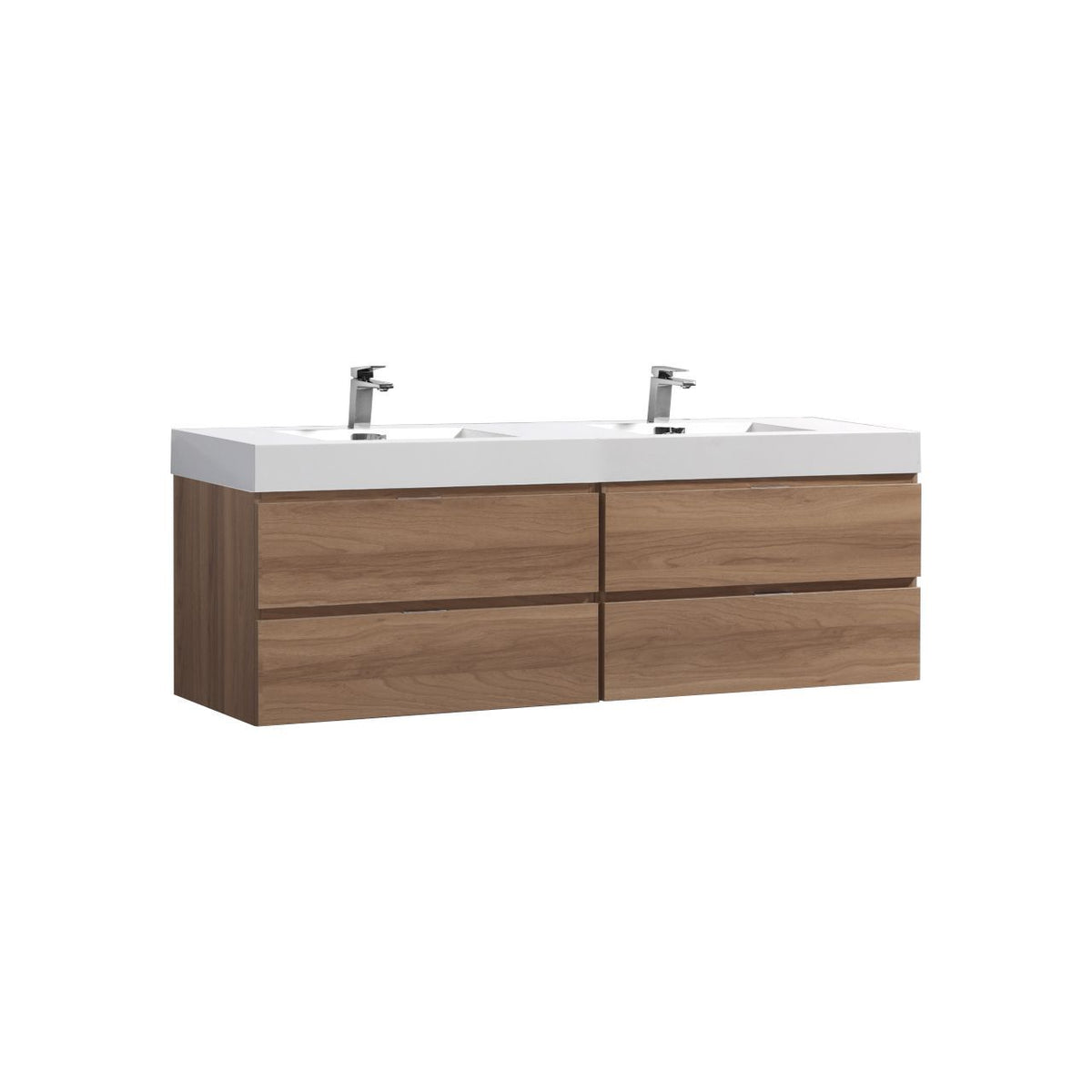 Kube Bath Bliss 72" Double Sink Wall Mount Modern Bathroom Vanity - Honey Oak (BSL72D-HO)