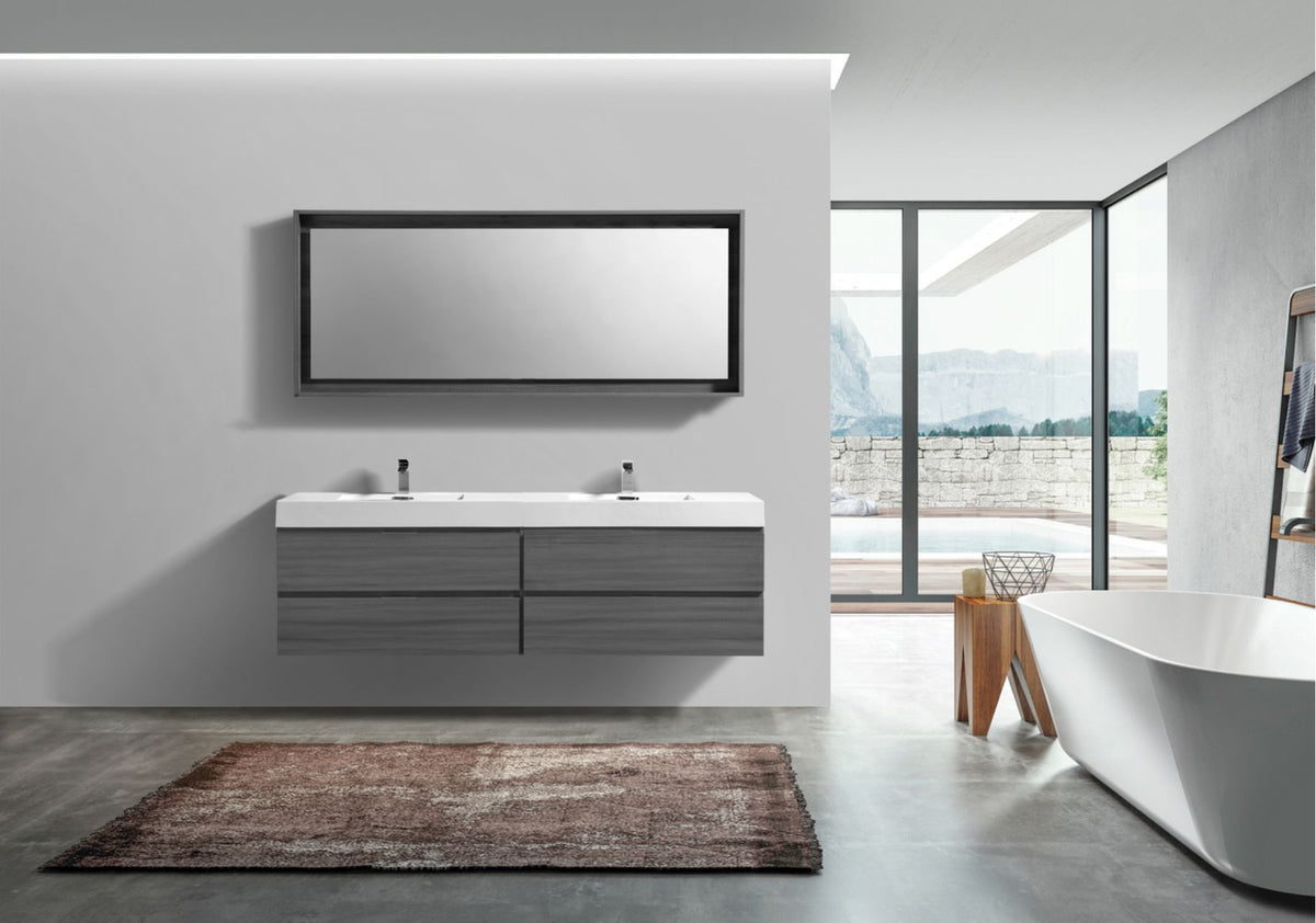 Kube Bath Bliss 72" Double Sink Wall Mount Modern Bathroom Vanity - Vulcan Ash Grey (BSL72D-VAG) view 4