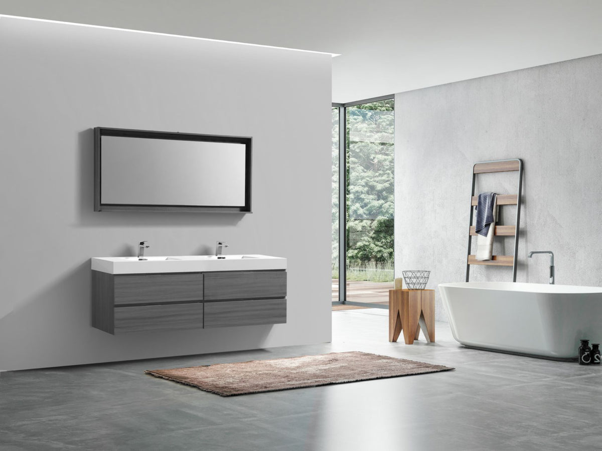 Kube Bath Bliss 72" Double Sink Wall Mount Modern Bathroom Vanity - Vulcan Ash Grey (BSL72D-VAG) view 5