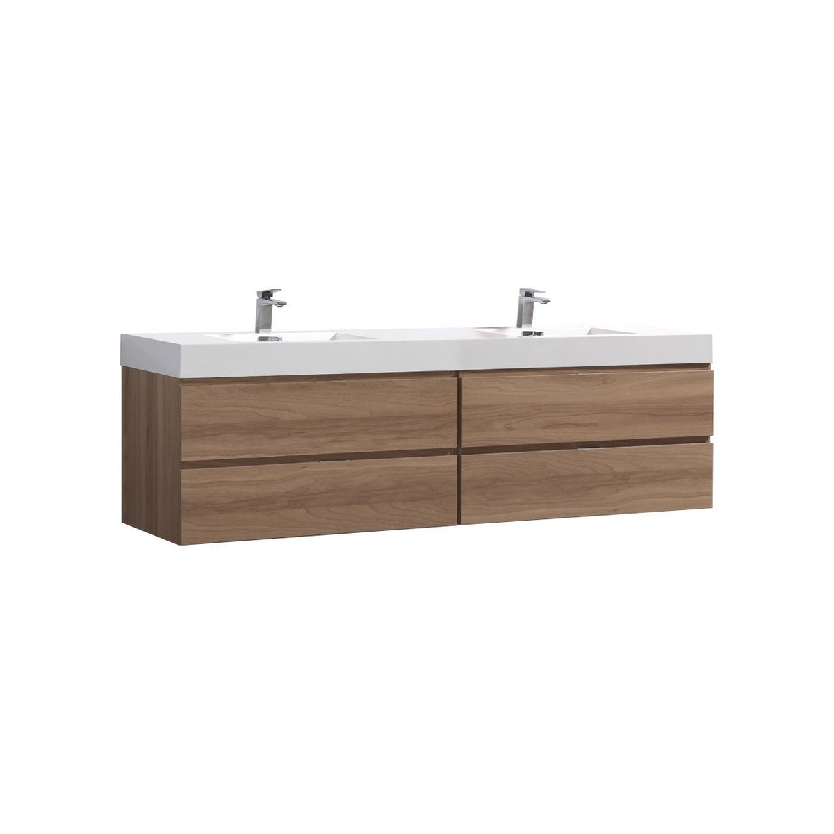 Kube Bath Bliss 80" Double Sink Wall Mount Modern Bathroom Vanity - Honey Oak (BSL80D-HO)