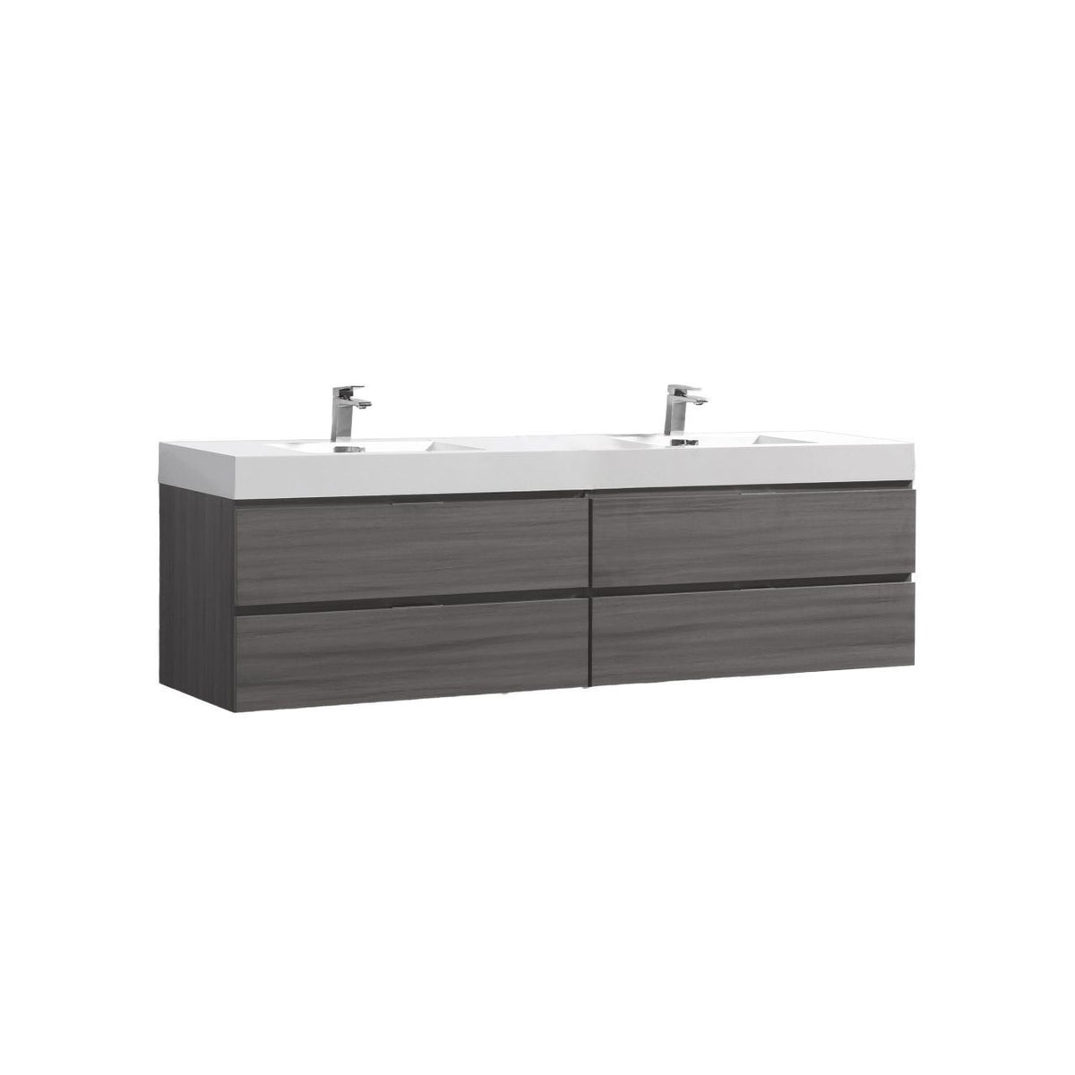 Kube Bath Bliss 80" Double Sink Wall Mount Modern Bathroom Vanity - Vulcan Ash Grey (BSL80D-VAG)